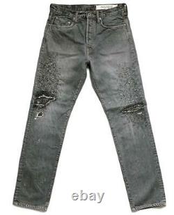 KAPITAL 14oz black denim pants monkey cisco jeans 3 years damage new