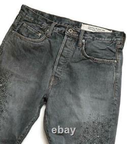 KAPITAL 14oz black denim pants monkey cisco jeans 3 years damage new