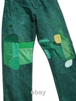 KAPITAL green denim pants monkey cisco jeans no. 4 BONSAI blur remake patchwork